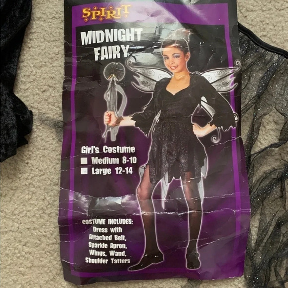 Spirit Halloween Midnight Fairy Girls Costume size 12-14 Large Black - Picture 5 of 5